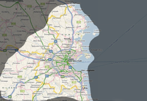 Image of a map of Dublin, Meath, Kildare & Wicklow on the oven cleaning Meath page